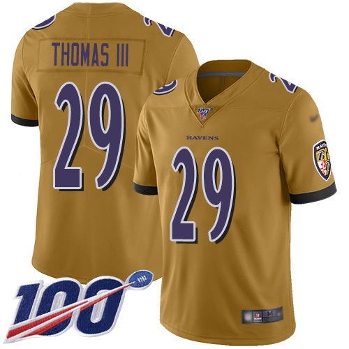 Baltimore Ravens Limited Gold Men Earl Thomas III Jersey NFL Football 29 100th Season Inverted Legend